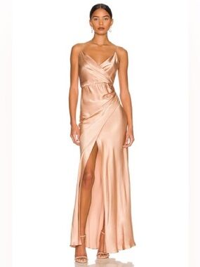 NWT Shona Joy La Lune Cross Draped Maxi Dress in Desert Rose Womens Size 2